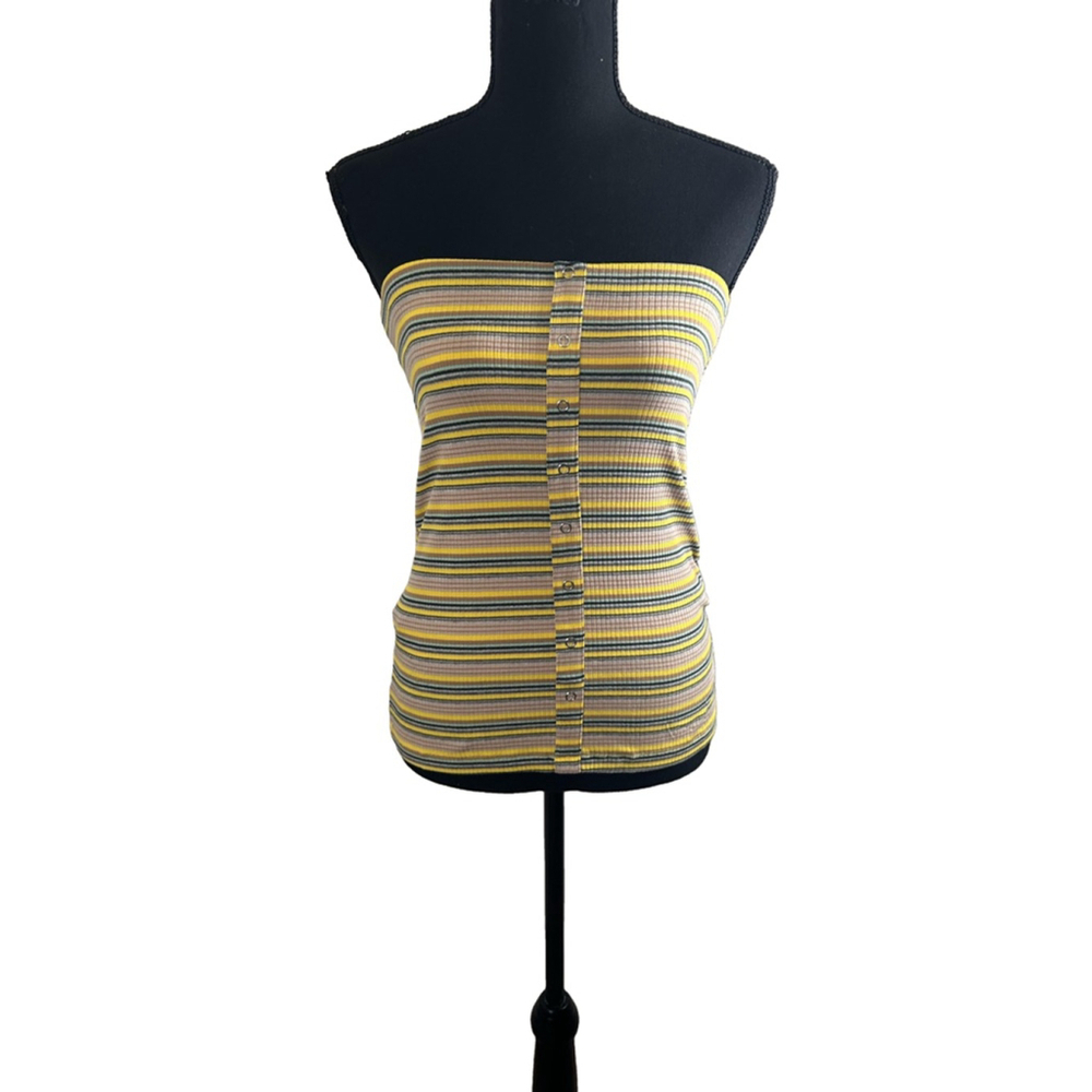 Women's Yellow & Tan Striped Tube Top, Size S